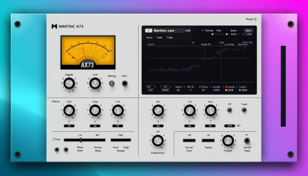 Generate an image of the Martinic AX73 VST plugin interface.