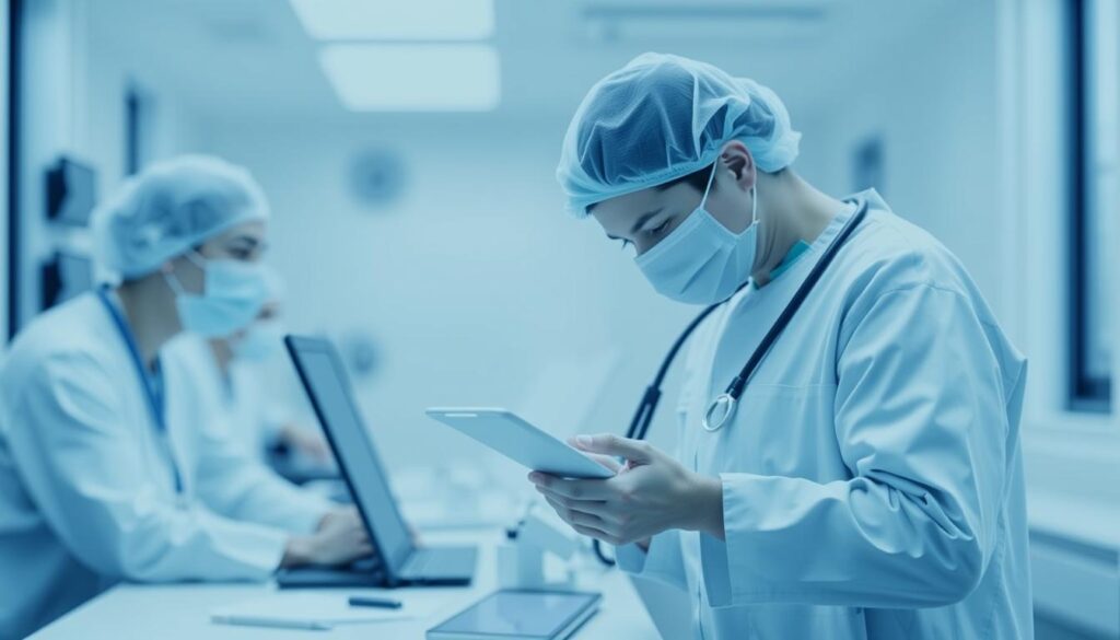 Image generation prompt: AAMI quality management training programs for healthcare professionals