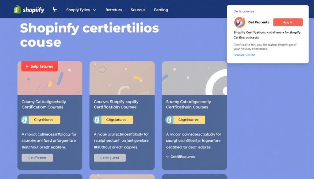 Image of Shopify certification courses page