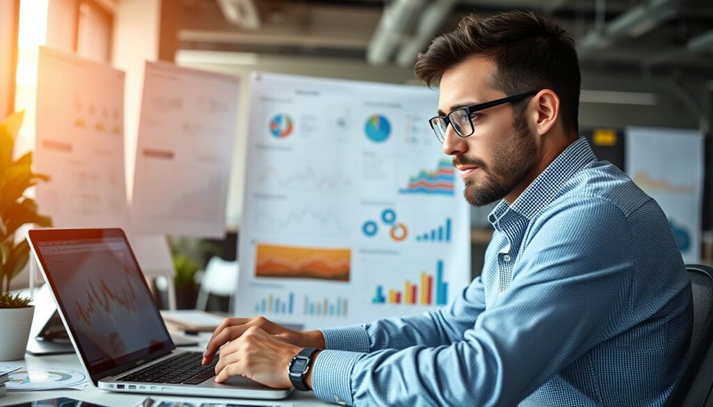 Image of a data scientist working on a project
